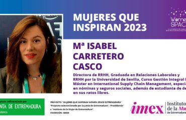 Mª Isabel Carretero Casco. Directora de RRHH, Graduada en Relaciones Laborales y RRHH por la Universidad de Sevilla.