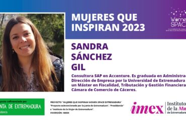 Sandra Sánchez Gil. Consultora SAP en Accenture. Graduada en Administración y Dirección de Empresa por la UEx. Mujeres que inspiran 2023.