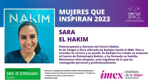 Sara El hakim. Fisioterapeuta y Gerente del Centro Nakim. Mujeres que inspiran 2023.