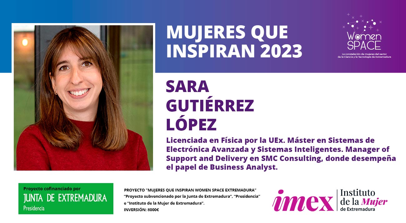 Sara Gutiérrez López - Licenciada en Física y Manager of Support and Delivery en SMC Consulting - Mujeres que inspiran 2023