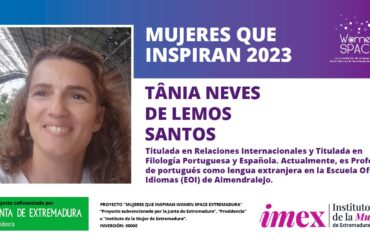 Tânia Neves de Lemos Santos - Profesora de portugués en la Escuela Oficial de Idiomas de Almendralejo - Mujeres que Inspiran 2023