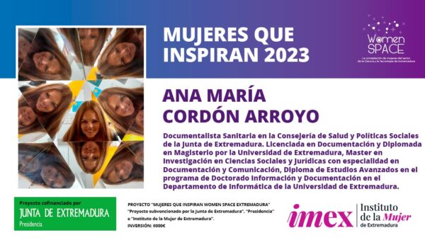 Ana María Cordón Arroyo. Documentalista Sanitaria en la Consejería de Salud y Políticas Sociales de la Junta de Extremadura. Mujeres que inspiran 2023.