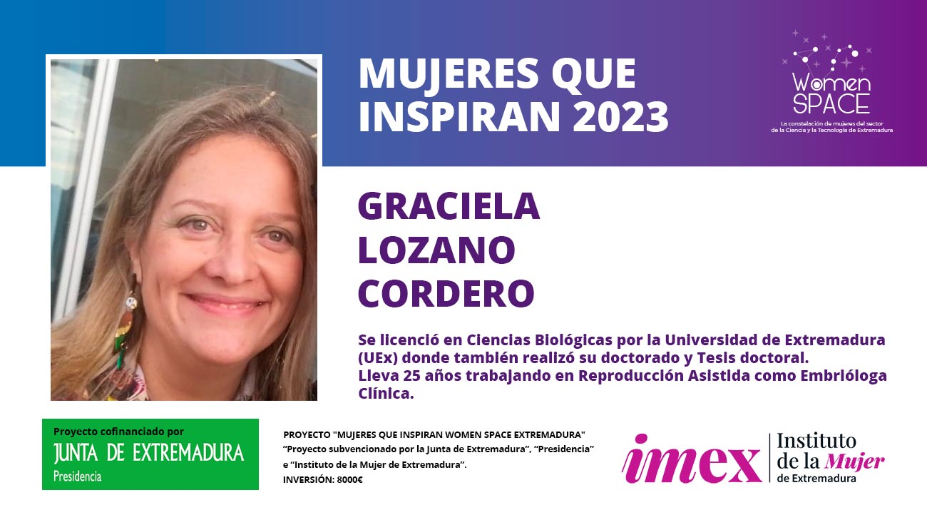 Graciela Lozano Cordero. Trabaja en Reproducción Asistida como Embrióloga Clínica. Mujeres que inspiran 2023.