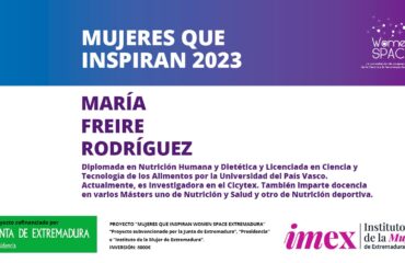 María Freire Rodríguez. Licenciada en Ciencia y Tecnología de los Alimentos por la Universidad del País Vasco. Investigadora en el Cicytex. Mujeres que inspiran 2023.