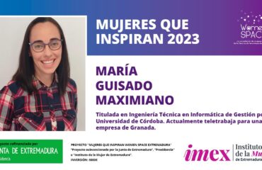 María Guisado Maximiano. Titulada en Ingeniería Técnica en Informática de Gestión por la Universidad de Córdoba. Mujeres que inspiran 2023.