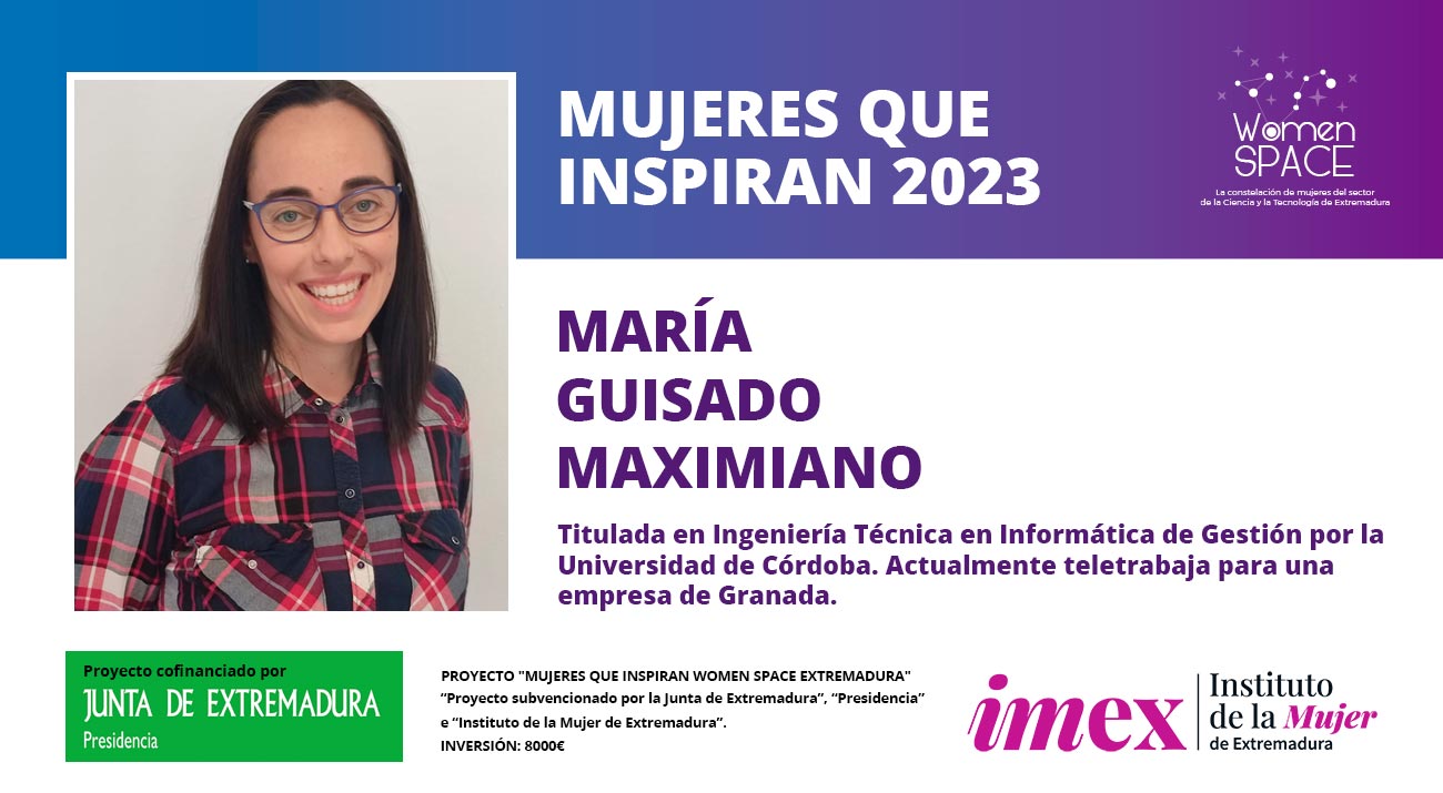 María Guisado Maximiano. Titulada en Ingeniería Técnica en Informática de Gestión por la Universidad de Córdoba. Mujeres que inspiran 2023.