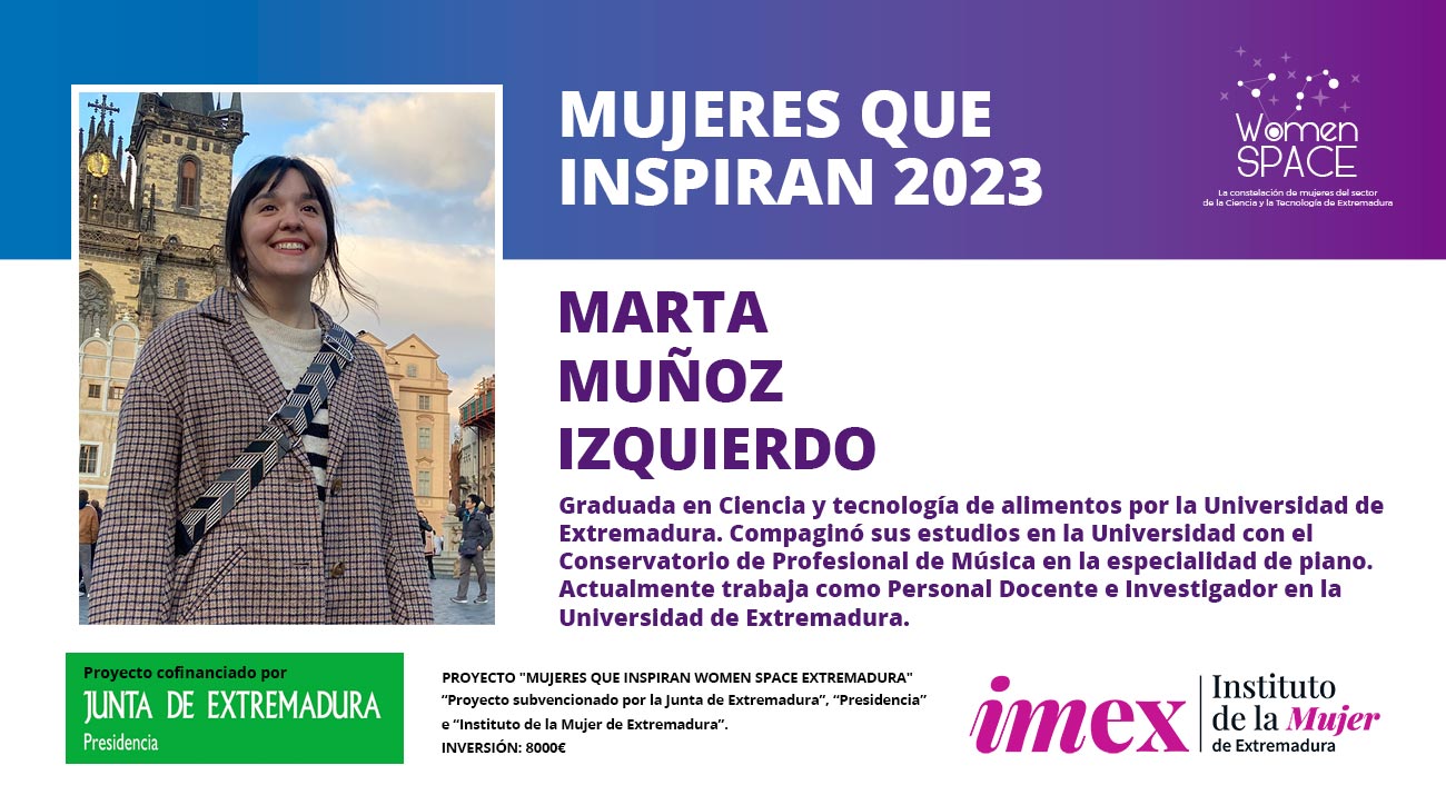 Marta Muñoz Izquierdo. Personal Docente e Investigador en la Universidad de Extremadura. Mujeres que inspiran 2023.