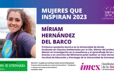 Míriam Hernández del Barco. Profesora ayudante doctora en la Universidad de Alcalá. Mujeres que inspiran 2023.