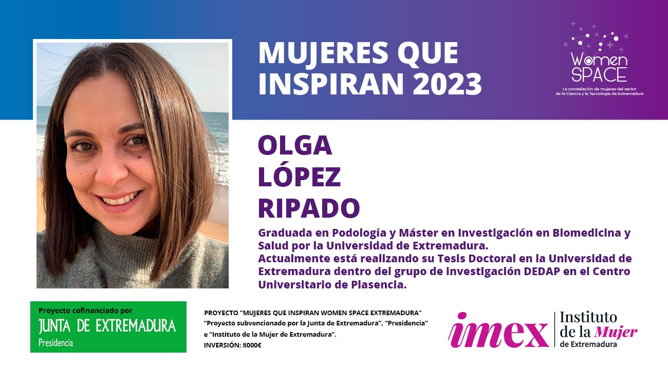 Graduada en Podología y Máster en Investigación en Biomedicina y Salud por la UEx. Mujeres que inspiran 2023.