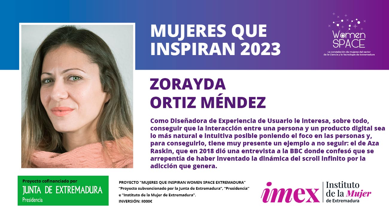 Zorayda Ortiz Méndez. Diseñadora de Experiencia de Usuario. Mujeres que Inpsiran 2023.